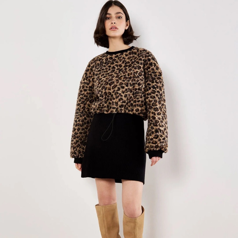 APRICOT Leopard Print Jacket with Black Mini Skirt